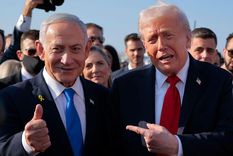 El primer ministro israelí, Benjamín Netanyahu, recibió a Trump a su llegada a Israel.