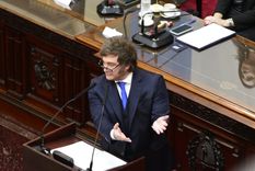 Javier Milei durante su discurso en el Congreso la noche del domingo.