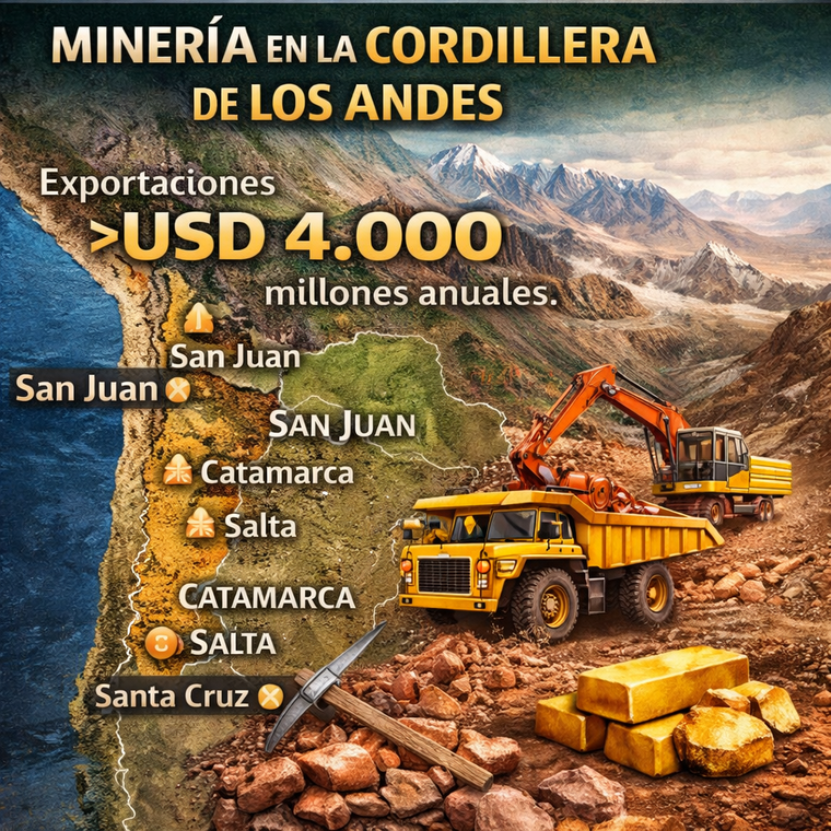 Las riquezas mineras debajo de la Cordillera de los Andes. Las riquezas mineras debajo de la Cordillera de los Andes.