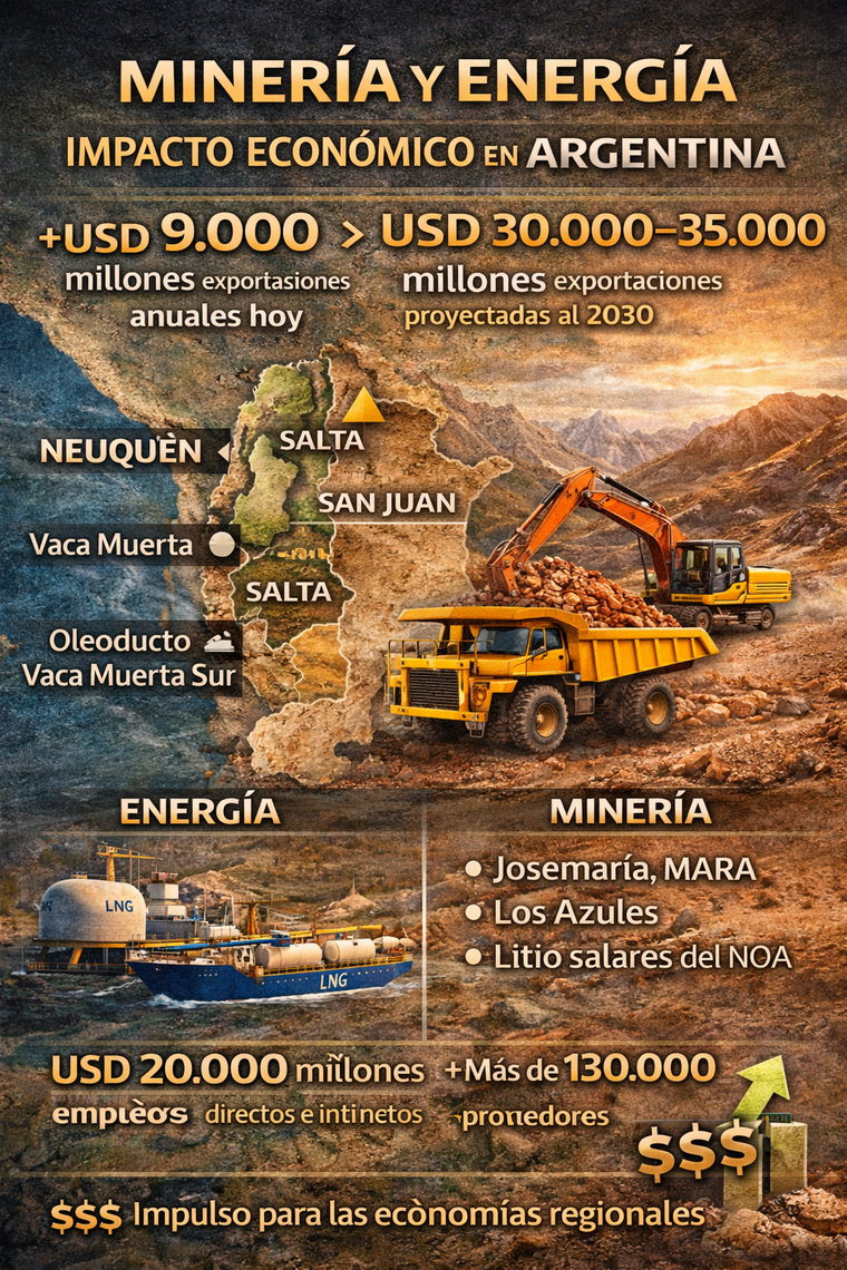 Impacto económico de la minería y la energía en la Argentina.