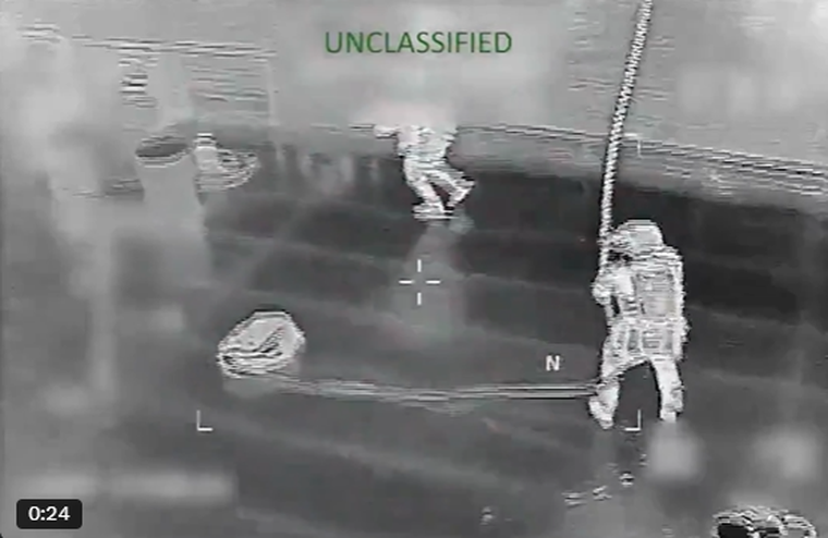 Imagen de la captura de Estados Unidos de un barco petrolero en el Mar Caribe.