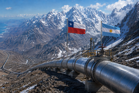El gasoducto atravesaría la Cordillera de Los Andes y llegaría al Pacífico, para llevar el gas de Vaca Muerta a Asia. El gasoducto atravesaría la Cordillera de Los Andes y llegaría al Pacífico, para llevar el gas de Vaca Muerta a Asia.