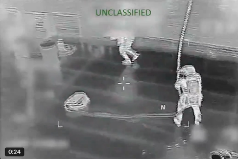 Imagen de la captura de Estados Unidos de un barco petrolero en el Mar Caribe.